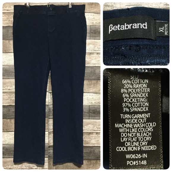 Betabrand Pull On Jeans Straight Women’s XL Petite Dark Wash Blue (Inseam 28.5) - Picture 1 of 10